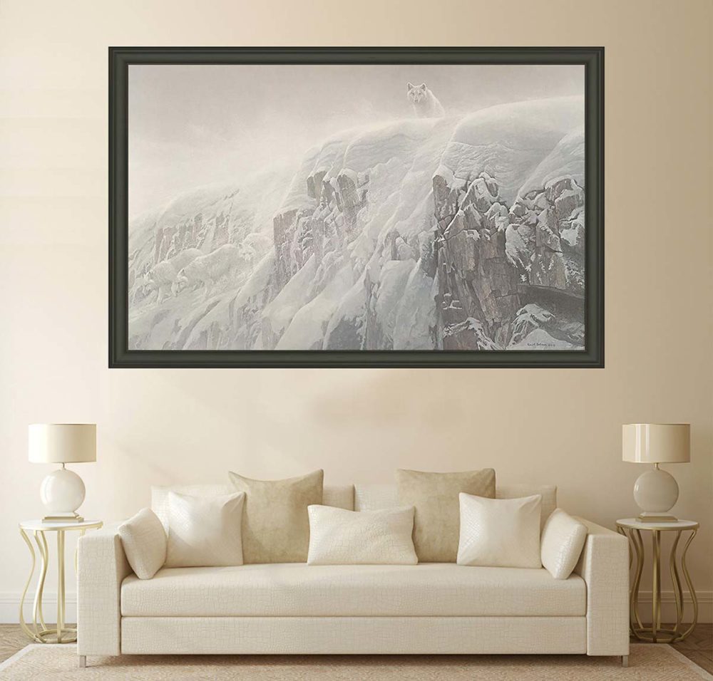 Arctic Cliff - White Wolves - Showstopper Canvas - Robert Bateman