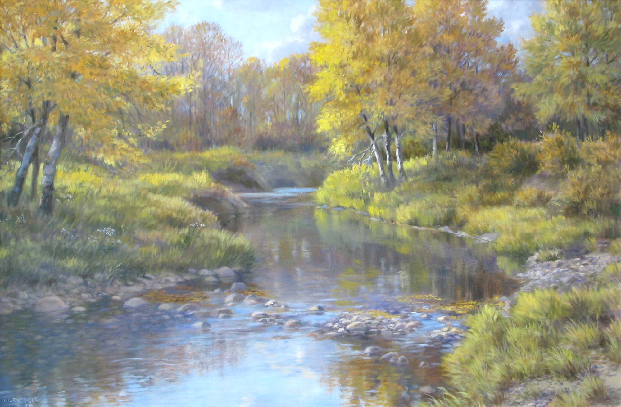 Autumn's Peaceful Stream - Isabel Levesque