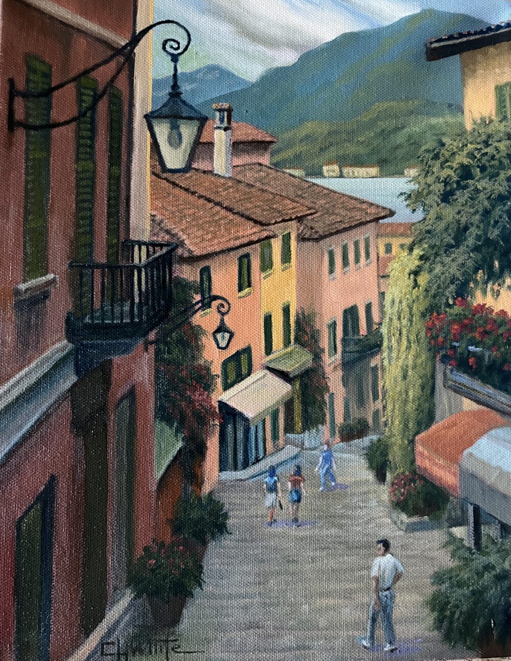 Bellagio Street Scene Charles White - 14 X 11