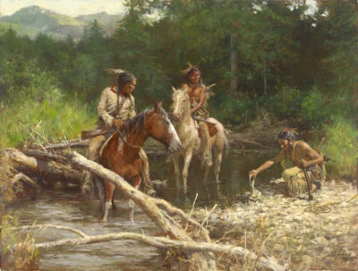 Blackfeet Scouts in the Flathead Valley - Howard Terpning