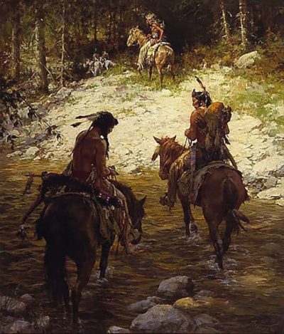 Crossing at Medicine Lodge Creek - Howard Terpning