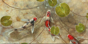 Lady Bug and koi fish