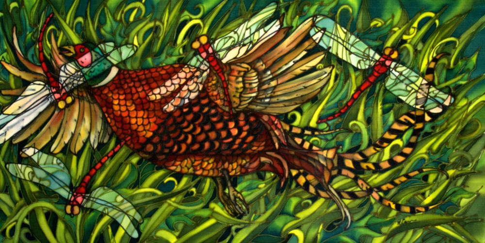 Pheasant and Dragonflies