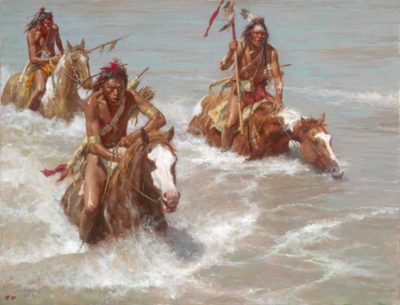 Pursuit Across the Yellowstone - Howard Terpning