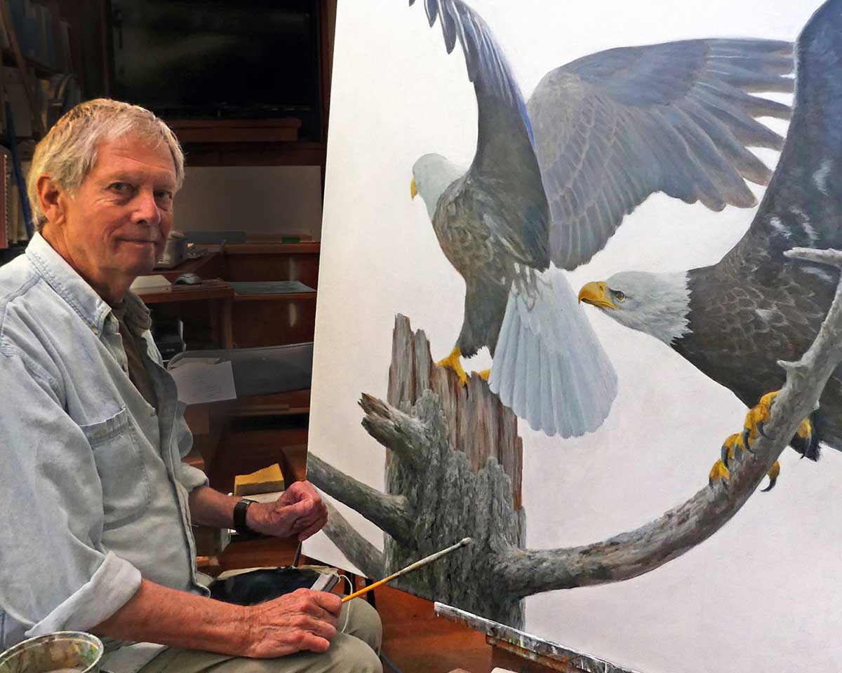 Robert Bateman Painting Eagles - Photo Credit Birgit Freybe Bateman