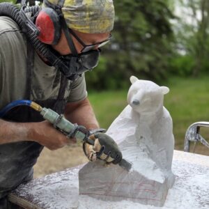 Carving bear soapstone