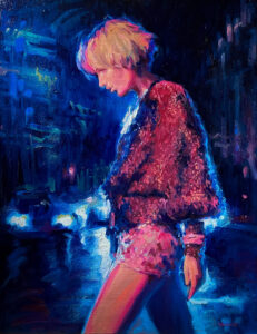 She Walks Alone (oil on canvas)22x28''