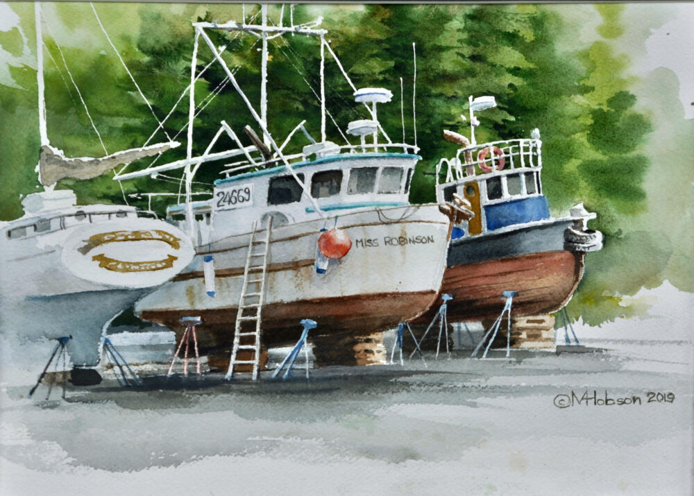 Shearwater B.C.: Time For Maintenance - 2019 - Watercolour - 8 x 12