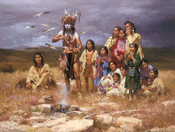 The Shaman And His Magic Feathers Howard Terpning.