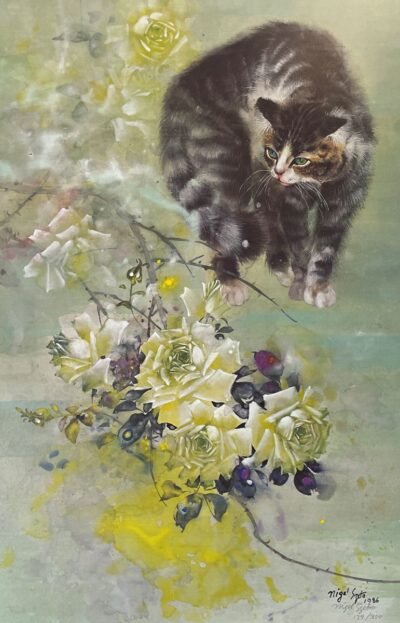 Cat in a Rose Bush