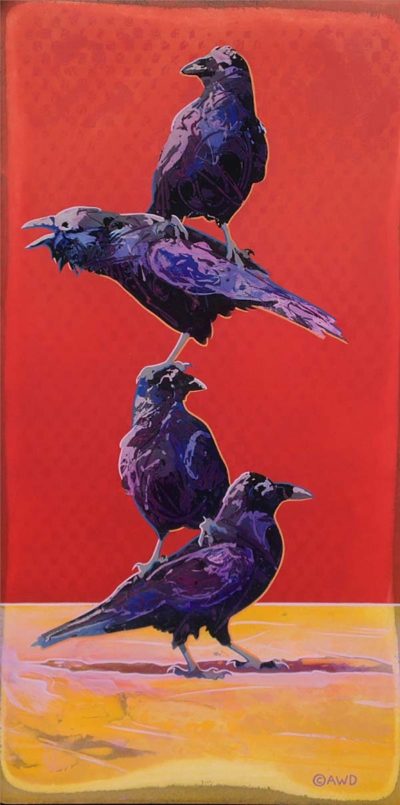 Tiny Totem #4 - Study for Totem #5 - Stacked Coyotes and Ravens - Andrew Denman