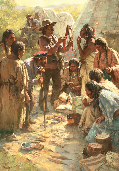 Traders Among The Crow Howard Terpning