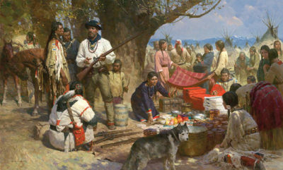 Trading with the Blackfeet, Montana Territory, 1860 - Z. S. Liang