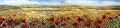 Windy Field Poppies Diptych Fiona Hoop