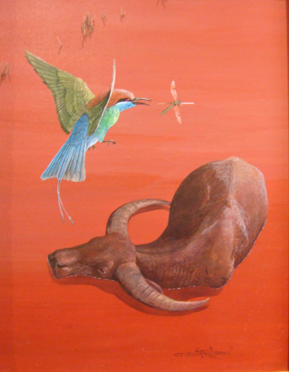 Yin and Yang - Blue-Throated Bee-Eater and Water Buffalo